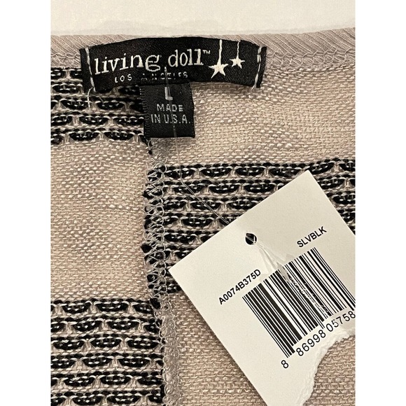 NWT- Living Doll Women Scoop Neck Striped Dolman Pullover Sweater L - Picture 4 of 6